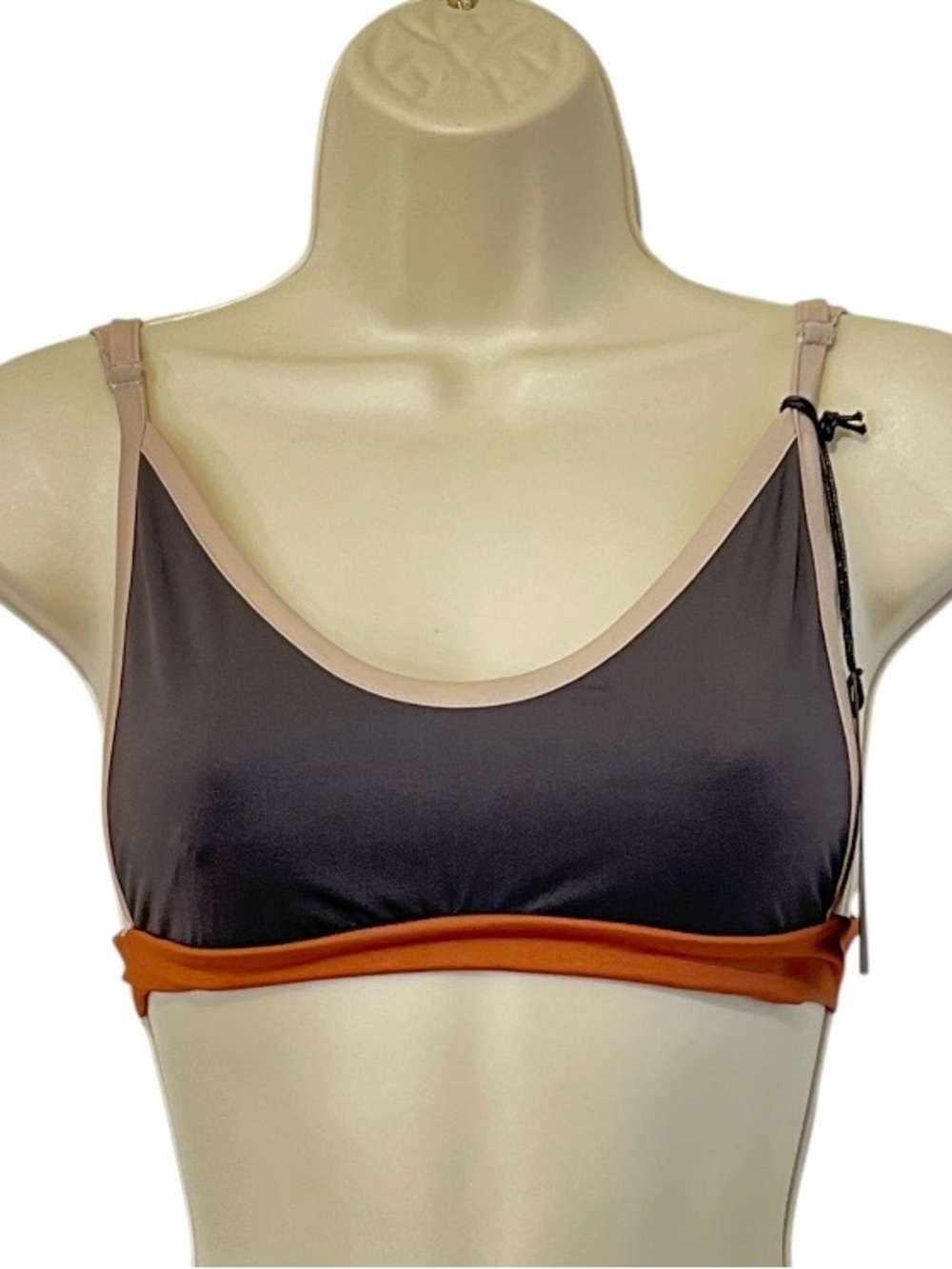 Chaser Vintage Black & Birchwood Sporty Bikini Top, Size Small‎